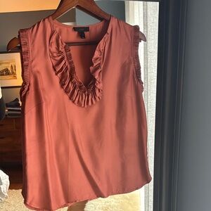 J. Crew Ruffled Sleeveless Silk Blouse - Terracotta/Salmon color
